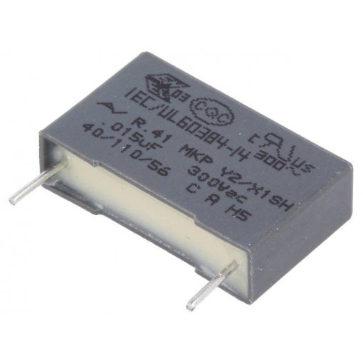 R413I215000M1M; Capacitor: polypropylene; Y2; 15nF; 10mm; ±20%; 18x5x11mm; 300VAC; KEMET