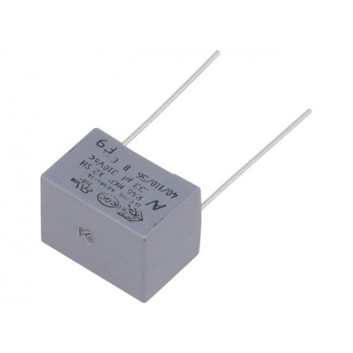 R463I33305001K; Capacitor: polypropylene; X2; 330nF; 15mm; ±10%; 18x13x12mm; 310VAC; KEMET