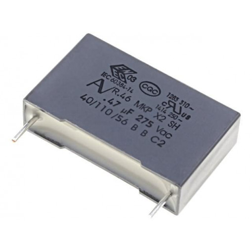 R46KN347000N0K; Capacitor: polypropylene; X2; 470nF; 22.5mm; ±10%; 26.5x7x16mm; KEMET