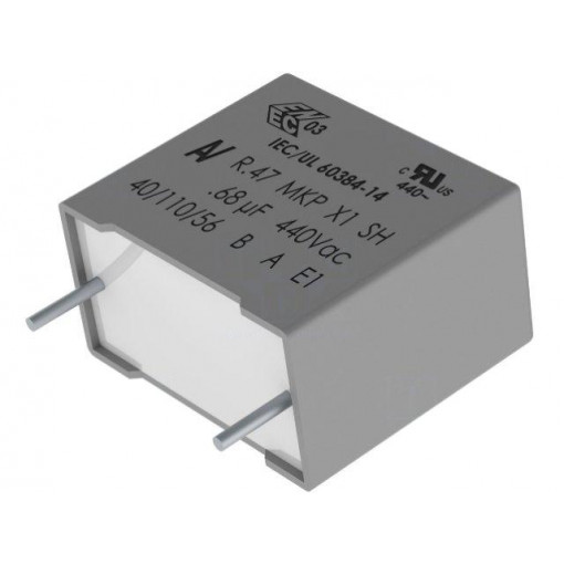 R474F14705001K; Capacitor: polypropylene; X2; 4.7nF; 10mm; ±10%; 13x4x9mm; 440VAC; KEMET