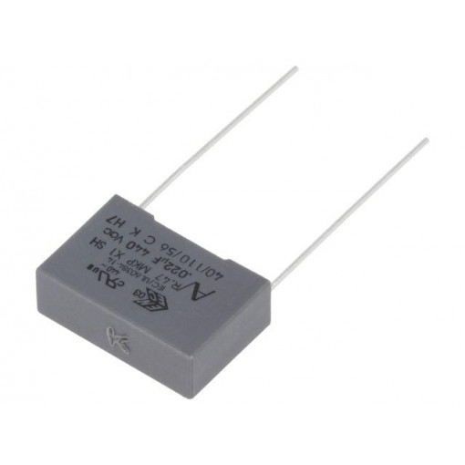 R474I222050A1K; Capacitor: polypropylene; X1; 22nF; 440VAC; ±10%; THT; Pitch: 15mm; KEMET