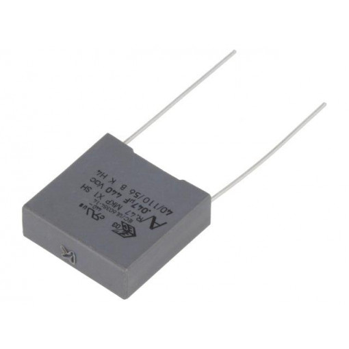 R474I247050A2K; Capacitor: polypropylene; X1; 47nF; 440VAC; ±10%; THT; Pitch: 15mm; KEMET R474I247050A2K; Capacitor: polypropylene; X1; 47nF; 440VAC; ±10%; THT; Pitch: 15mm; KEMET