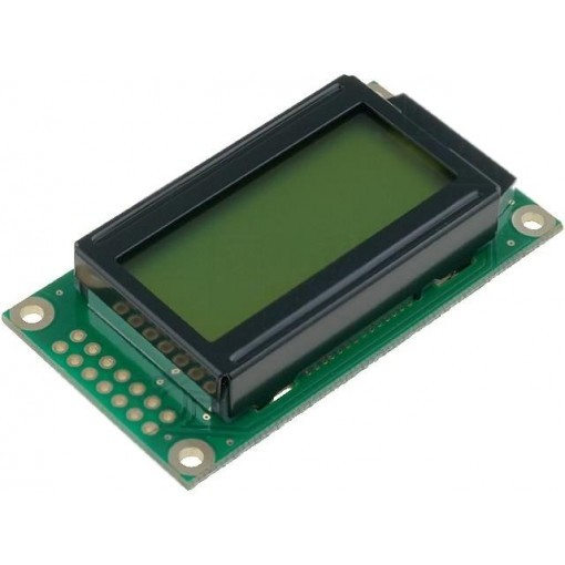 RC0802A-YHW-ESV; Display: LCD; alphanumeric; STN Positive; 8x2; yellow-green; LED; RAYSTAR OPTRONICS RC0802A-YHW-ESV; Display: LCD; alphanumeric; STN Positive; 8x2; yellow-green; LED; RAYSTAR OPTRONICS