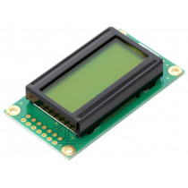 RC0802A-YHY-ESX; Display: LCD; alphanumeric; STN Positive; 8x2; yellow-green; LED; RAYSTAR OPTRONICS RC0802A-YHY-ESX; Display: LCD; alphanumeric; STN Positive; 8x2; yellow-green; LED; RAYSTAR OPTRONICS