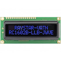 RC1602B-LLB-JWVE; Display: LCD; alphanumeric; VA Negative; 16x2; 80x36x13.2mm; LED; RAYSTAR OPTRONICS RC1602B-LLB-JWVE; Display: LCD; alphanumeric; VA Negative; 16x2; 80x36x13.2mm; LED; RAYSTAR OPTRONICS