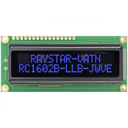 RC1602B-LLB-JWVE; Display: LCD; alphanumeric; VA Negative; 16x2; 80x36x13.2mm; LED; RAYSTAR OPTRONICS RC1602B-LLB-JWVE; Display: LCD; alphanumeric; VA Negative; 16x2; 80x36x13.2mm; LED; RAYSTAR OPTRONICS