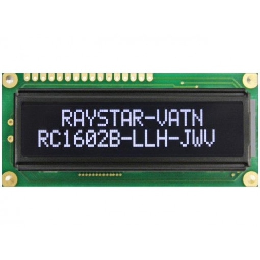 RC1602B5-LLH-JWV; Display: LCD; alphanumeric; VA Negative; 16x2; 80x36x13.2mm; LED; RAYSTAR OPTRONICS