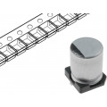 RC1E106M05005VR; Capacitor: electrolytic; SMD; 10uF; 25VDC; Ø5x5.3mm; ±20%; 1000h; SAMWHA RC1E106M05005VR; Capacitor: electrolytic; SMD; 10uF; 25VDC; Ø5x5.3mm; ±20%; 1000h; SAMWHA