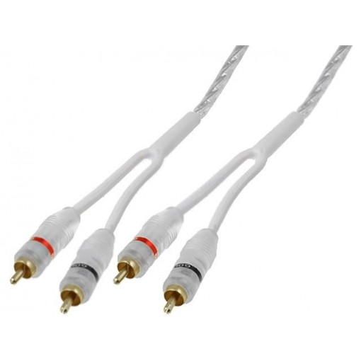 ; Cable; for amplifier; RCA socket x2,both sides; 1m; white; 4CARMEDIA