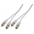 ; Cable; for amplifier; RCA socket x2,both sides; 5m; white; 4CARMEDIA