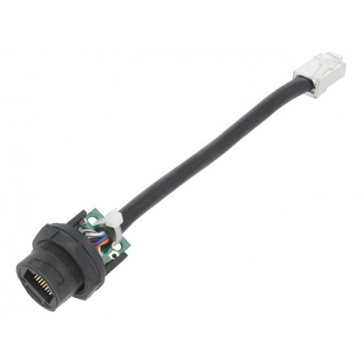 RCP-5SPFFP-TCM7B10; Adapter cable; 0.1m; PIN: 8; Cat: 5e; Layout: 8p8c; IP67; straight; AMPHENOL
