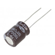 RD1A108M1012MPA; Capacitor: electrolytic; THT; 1000uF; 10VDC; Ø10x12.5mm; Pitch: 5mm; SAMWHA