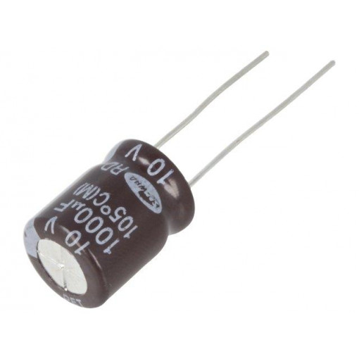 RD1A108M1012MPA; Capacitor: electrolytic; THT; 1000uF; 10VDC; Ø10x12.5mm; Pitch: 5mm; SAMWHA