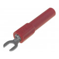 ; Adapter; banana 4mm socket,fork terminal; 60VDC; 36A; red; 43mm; 