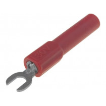 ; Adapter; banana 4mm socket,fork terminal; 60VDC; 36A; red; 43mm; 