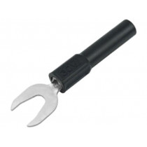 ; Adapter; banana 4mm socket,fork terminal; 60VDC; 36A; black; 51mm; 