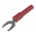 ; Adapter; banana 4mm socket,fork terminal; 60VDC; 36A; red; 51mm; 