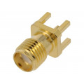 RF2-19A-T-00-50-G; Socket; SMA; female; straight; THT; on PCBs; teflon; gold-plated; ADAM TECH