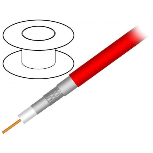 S5990 RVTCU; Wire: coaxial; RG59; 1x75Ω; solid; Cu; PVC; red; 100m; TELESTE