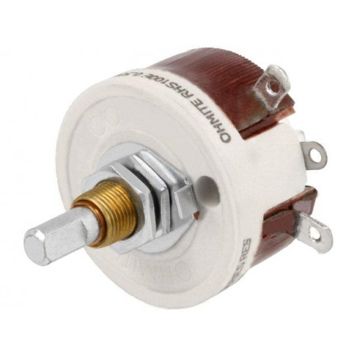 RHS100E; Potentiometer: shaft; single turn; 100Ω; 25W; 6.35mm; wirewound; OHMITE