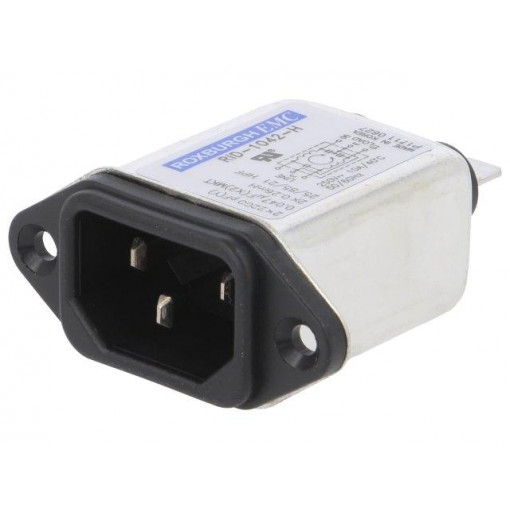 RID1042H; Connector: AC supply; socket; male; 10A; 250VAC; IEC 60320; 0.26mH; ROXBURGH EMC