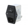 RIP0242H2; Connector: AC supply; socket; male; 2A; 250VAC; IEC 60320; -25÷85°C; ROXBURGH EMC