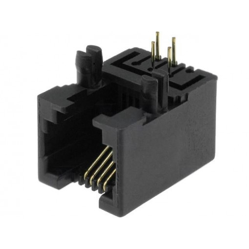 RJ11GK; Socket; RJ11; PIN: 4; low profile; gold-plated; Layout: 6p4c; THT; NINIGI