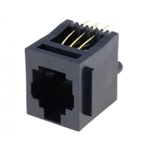 RJ12GP; Socket; RJ12; PIN: 6; with panel stop blockade; gold-plated; THT; NINIGI