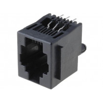 5520258-3; Socket; RJ12; PIN: 6; with panel stop blockade; Layout: 6p6c; THT; TE Connectivity