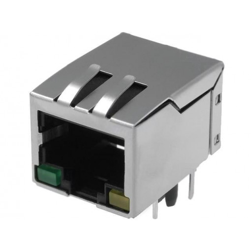 LMJ1998824110DL1T39J; Socket; RJ45; PIN: 8; shielded,with LED; Layout: 8p8c; THT; AMPHENOL