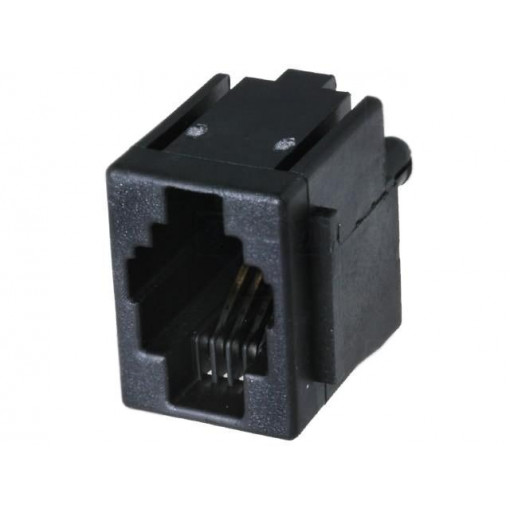5520257-2; Socket; RJ9; PIN: 4; with panel stop blockade; Layout: 4p4c; THT; TE Connectivity
