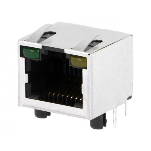 RJHSE-5384; Socket; RJ45; Cat: 5; shielded,with LED; Layout: 8p8c; THT; AMPHENOL