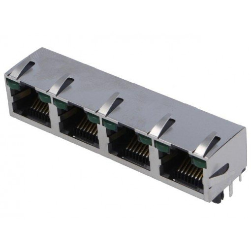 RJHSE-5385-04; Socket; RJ45; Cat: 5; shielded,with LED,quadruple; Layout: 8p8c; AMPHENOL