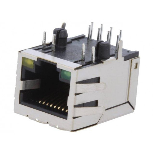 RJJS-88-1405-EJH-063; Socket; RJ45; PIN: 8; Cat: 5e; shielded; Layout: 8p8c; THT; angled; ENCITECH