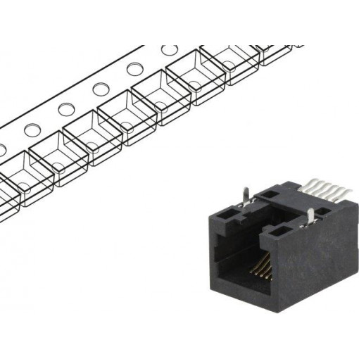 RJJU-66-141-E3H-004; Socket; RJ12; PIN: 6; Cat: 5; Layout: 6p6c; SMT; horizontal; ENCITECH