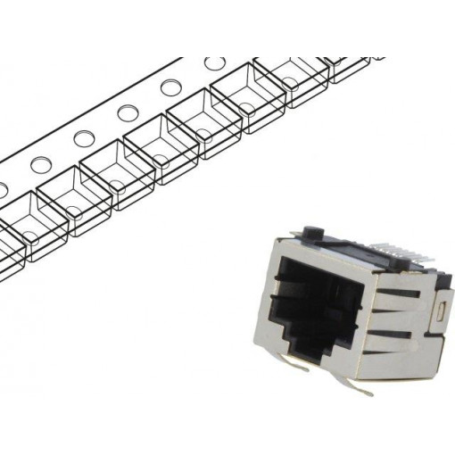 RJJU-88-141-E3H-005; Socket; RJ45; PIN: 8; Cat: 5; Layout: 8p8c; SMT; horizontal; ENCITECH