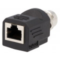 RJS-12D04FF-LS8001; Adapter; RJ45 socket,M12 female; D code-Ethernet; PIN: 4; Cat: 5e; AMPHENOL
