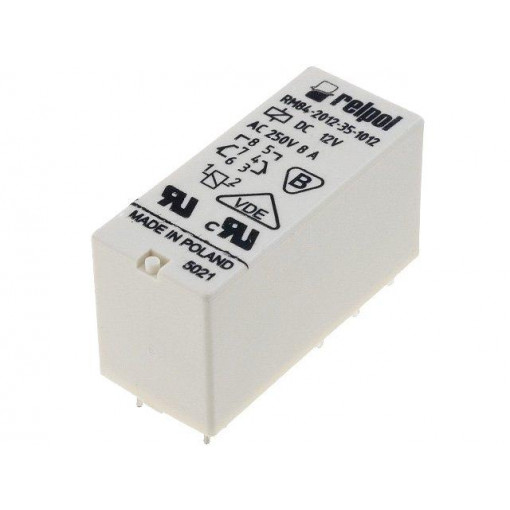 RM84-2012-35-1012; Relay: electromagnetic; DPDT; Ucoil: 12VDC; 8A/250VAC; 8A/24VDC; 8A; RELPOL