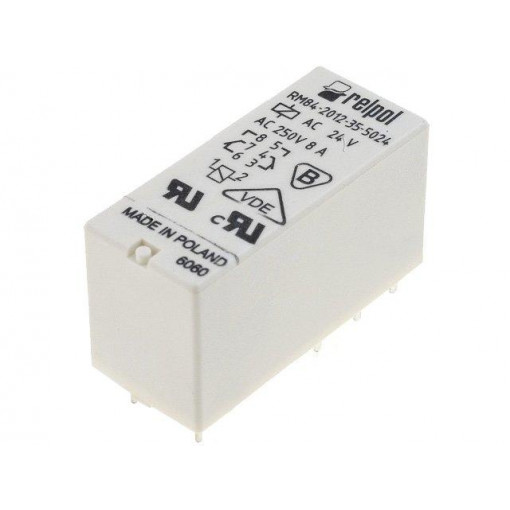 RM84-2012-35-5024; Relay: electromagnetic; DPDT; Ucoil: 24VAC; 8A/250VAC; 8A/24VDC; 8A; RELPOL