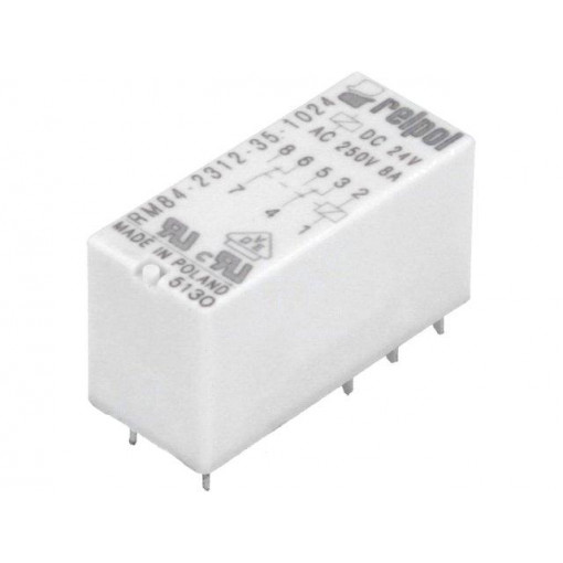 RM84-2312-35-1024; Relay: electromagnetic; DPDT; Ucoil: 24VDC; 8A/250VAC; 8A/24VDC; 8A; RELPOL