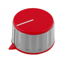 RN-110CH-R6.1; Knob; with pointer; ABS; Øshaft: 6mm; Ø36.7x21.8mm; grey; red; SCI RN-110CH-R6.1; Knob; with pointer; ABS; Øshaft: 6mm; Ø36.7x21.8mm; grey; red; SCI