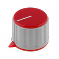 RN-110DH-R6.1; Knob; with pointer; ABS; Øshaft: 6mm; Ø28.7x21mm; grey; Pointer: red; SCI RN-110DH-R6.1; Knob; with pointer; ABS; Øshaft: 6mm; Ø28.7x21mm; grey; Pointer: red; SCI