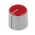 RN-110E-R6.1; Knob; with pointer; ABS; Øshaft: 6mm; Ø21.3x18.8mm; grey; red; SCI RN-110E-R6.1; Knob; with pointer; ABS; Øshaft: 6mm; Ø21.3x18.8mm; grey; red; SCI