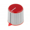 RN-110EH-R6.1; Knob; with pointer; ABS; Øshaft: 6mm; Ø21.7x19.8mm; grey; red; SCI RN-110EH-R6.1; Knob; with pointer; ABS; Øshaft: 6mm; Ø21.7x19.8mm; grey; red; SCI