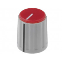 RN-110F-R6.1; Knob; with pointer; ABS; Øshaft: 6mm; Ø15.3x18mm; grey; red; SCI RN-110F-R6.1; Knob; with pointer; ABS; Øshaft: 6mm; Ø15.3x18mm; grey; red; SCI