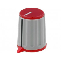 RN-110FH-R6.1; Knob; with pointer; ABS; Øshaft: 6mm; Ø15.6x19.2mm; grey; red; SCI RN-110FH-R6.1; Knob; with pointer; ABS; Øshaft: 6mm; Ø15.6x19.2mm; grey; red; SCI