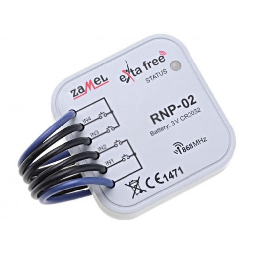 RNP-02; Wireless transmitter; EXTA FREE; IP20; 3VDC; flush mount; 23g; ZAMEL RNP-02; Wireless transmitter; EXTA FREE; IP20; 3VDC; flush mount; 23g; ZAMEL