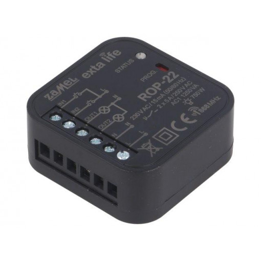 ROP-22; Receiver; EXTA LIFE; IP20; 230VAC; NO x2; flush mount; -10÷55°C; ZAMEL ROP-22; Receiver; EXTA LIFE; IP20; 230VAC; NO x2; flush mount; -10÷55°C; ZAMEL