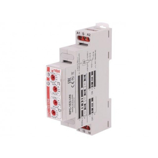 RPC-1ES-UNI; Timer; 1s÷10days; SPDT; 24VDC/16A,250VAC/16A; 12÷240VAC; DIN; IP20; RELPOL