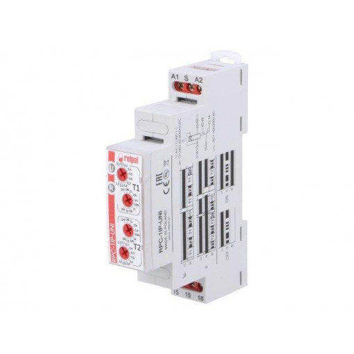 RPC-1IP-UNI; Timer; 1s÷10days; SPDT; 24VDC/16A,250VAC/16A; 12÷240VAC; DIN; IP20; RELPOL